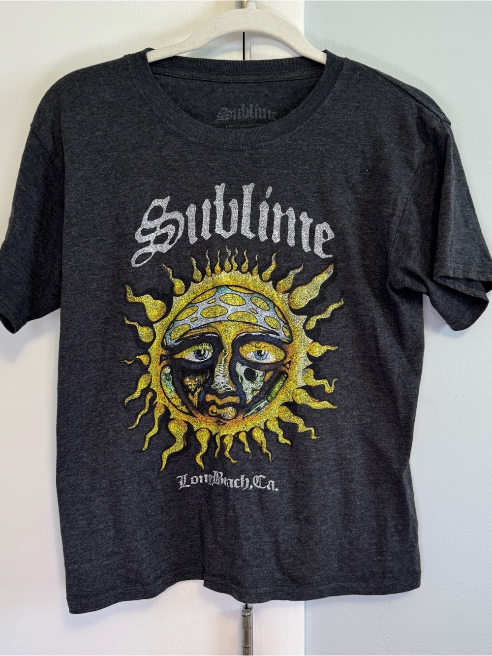 Sublime Men's Charcoal Short Sleeve Band Tee - Yellow Sun Graphic
